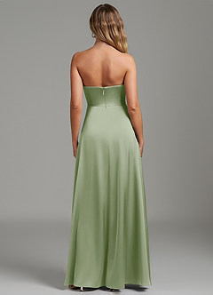Azazie Niveah Robes de demoiselle d'honneur Robe Trapèze Convertible en Satin extensible Sans bretelles Vert Sauge image8