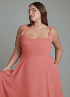 Azazie Shaude Brautjungfernkleider A-Linie Plissee Chiffon Kleid Antike Rose image11
