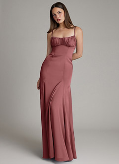 Azazie Avira Suknie dla druhen Syrena Satyna elastyczna Do ziemi Sukienka image5