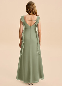 Azazie Cindy Junior Pistachio A-Line Ruched Chiffon Dress image5