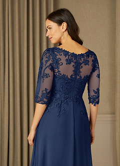Azazie Dorella Mother of the Bride Dresses Dark Navy A-Line Lace Chiffon Dress image6
