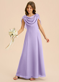Azazie Lambie Junior Lilac A-Line Pleated Chiffon Dress image6