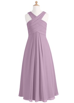 Azazie Kaleigh Junior Wisteria A-Line Pleated Chiffon Dress image6