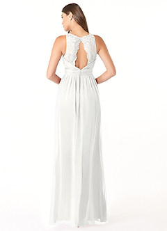 Azazie Luz Bridesmaid Dresses White A-Line Lace Chiffon Dress image2