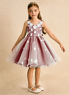 Azazie Junebug Abiti da Ragazza di Fiori Abito Principessa in Tulle Pizzo Avorio Ruggine image6