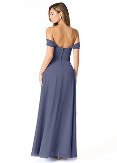 Azazie Kaitlynn Bridesmaid Dresses Stormy Empire Ruched Chiffon Convertible Dress image3