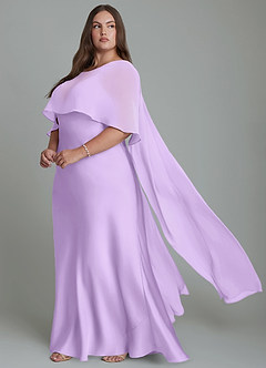 Azazie Stefania Vestidos de madrinha de casamento Vestido Lilás de Cetim elástico de Linha A image10