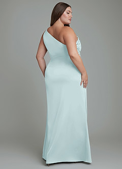 Azazie Akilah Brudtärnklänningar Klänning av Sjöjungfru i Stretch Satin One-shoulder Dimma image9
