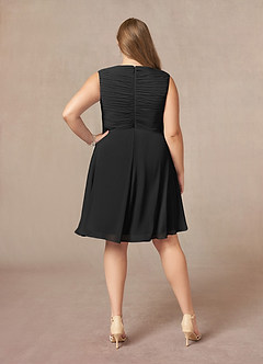 Azazie Theron Mother of the Bride Dresses Black A-Line V-Neck Pleated Chiffon Dress image7