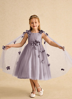 Azazie Staria Flower Girl Dresses Dusk Ball-Gown Ruched Tulle Dress image4
