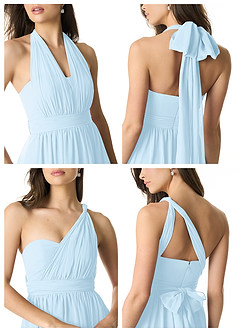 Azazie Olani Bridesmaid Dresses Sky Blue A-Line Off the Shoulder Chiffon Convertible Dress image2