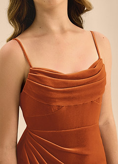 Azazie Mai Junior Burnt Orange A-Line Sweetheart Neckline Velvet Dress image7