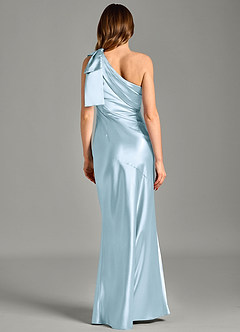 Azazie Yuanna Bridesmaid Dresses Sky Blue Mermaid One Shoulder Metallic Satin Dress image6