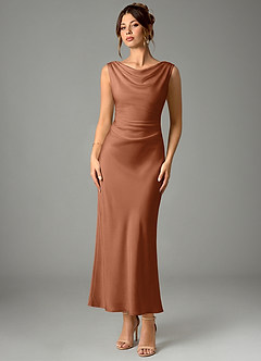 Azazie Kieryn Bridesmaid Dresses Bronzer Mermaid Pleated Stretch Satin Dress image1