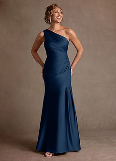 Azazie Haifa Suknie dla Matki Panny Młodej Syrena Jedno ramię Satyna elastyczna Długość podłogi Sukienka image4