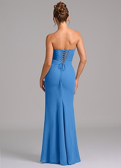 Azazie Sorrel Vestidos de damas de honor Vestido de Azul Grisaceo de Gasa de Corte Sirena con Corsé image2