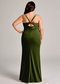 Azazie Mero Bridesmaid Dresses Olive Mermaid Pleated Velvet Dress image13