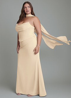 Azazie Sorrel Bridesmaid Dresses Champagne Mermaid Corset Chiffon Dress image14