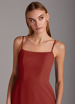 Azazie Tayla Final Sale Terracotta Sheath Chiffon Dress image5