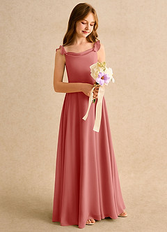 Azazie Puppy Girls Formal Flower Girl Dresses Antique Rose A-Line Pleated Chiffon Dress image1