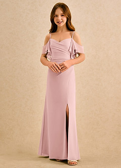 Azazie Pippy Girls Formal Flower Girl Dresses Powder Pink A-Line Sweetheart Neckline Chiffon Dress image4