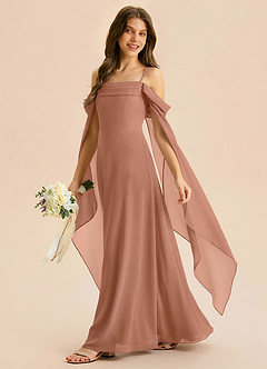 Azazie Moana Junior Linia A Pofałdowany Szyfon Długość podłogi Młodsza druhna Sukienka image2