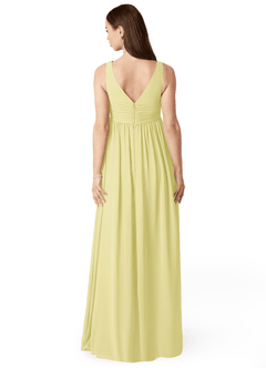 Azazie Yetta Brautjungfernkleider für Schwangere A-Linie V-Hals Versammelt Chiffon Bodenlänge Kleid image2
