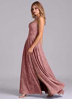 Azazie Francis Brautjungfernkleider A-Linie Korsett Blumen-Burnout Kleid Altrosa image5