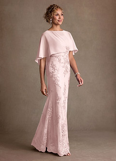 Azazie Amrita Mother of the Bride Dresses Blushing Pink Mermaid Lace Chiffon Dress image2