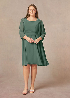 Azazie Shirley Mère de la mariée Robes Robe Trapèze en Mousseline de soie Plissé Scoop Mousse De Mer image8