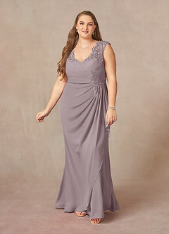 Azazie Gladys Mother of the Bride Dresses Dusk A-Line Queen Anne Lace Chiffon Dress image9