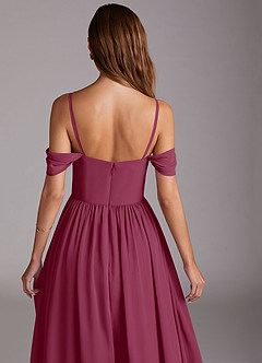Azazie Calianna Brautjungfernkleider Wandelbar A-Linie Schulterfrei Chiffon Kleid Maulbeerrot image9