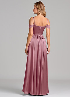 Azazie Raisa Bridesmaid Dresses Vintage Mauve A-Line Off the Shoulder Stretch Satin Dress image6