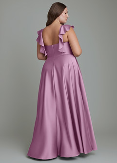 Azazie Leilani Bridesmaid Dresses Wisteria A-Line Ruched Stretch Satin Dress image11
