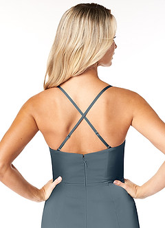 Azazie Marzia Bridesmaid Dresses Twilight Mermaid Cowl Pleated Stretch Satin Dress image5