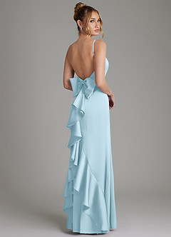 Azazie Zherra Bridesmaid Dresses Sky Blue Mermaid Bow Stretch Satin Dress image1