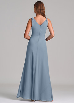 Azazie Nerine Brudtärnklänningar Klä av A-Linje i Chiffong Plisserad Dammblå image5