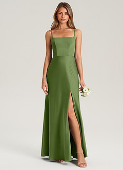 Azazie Lidia Bridesmaid Dresses Juniper Mermaid Side Slit Stretch Satin Dress image5