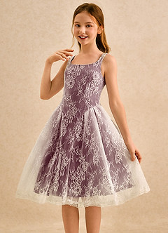 Azazie Cubbie Girls Formal Blumenmädchenkleider A-Linie Spitze Kleid Cabernetrot image3