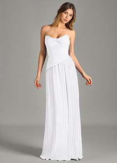 Azazie Becka Bridesmaid Dresses White A-Line Strapless Chiffon Dress image4