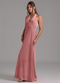 Azazie Tessie Bridesmaid Dresses Dusty Rose A-Line Pleated Velvet Dress image5
