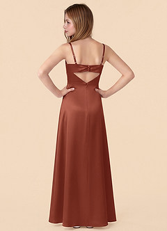 Azazie Renna Junior Auburn Mermaid Pleated Stretch Satin Dress image2