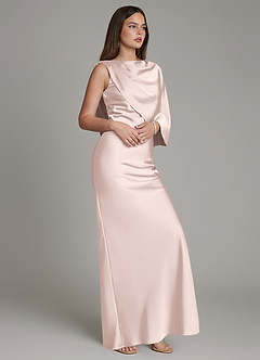 Azazie Darby Bridesmaid Dresses Blushing Pink Mermaid Pleated Stretch Satin Dress image5