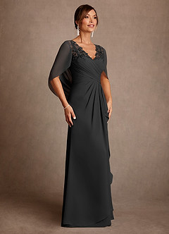 Azazie Santa Clara Mother of the Bride Dresses Black A-Line Lace Dress image3