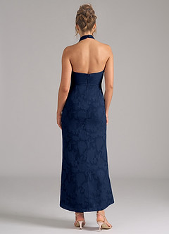 Azazie Marlissa Robes de demoiselle d'honneur Robe Fourreau en Blumen-Burnout Plissée Bleu Marine Foncé image2