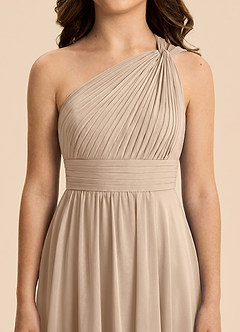 Azazie Skye Junior Taupe A-Line Pleated Chiffon Dress image5