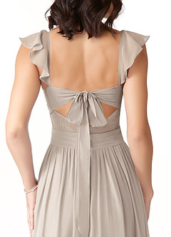 Azazie Lissa Bridesmaid Dresses Frost A-Line Lace Chiffon Dress image3