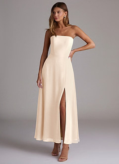Azazie Wren Bridesmaid Dresses White Alabaster A-Line Strapless Chiffon Dress image1