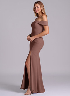 Azazie Luciana Bridesmaid Dresses Espresso Sheath Off the Shoulder Chiffon Convertible Dress image4
