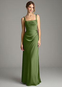 Azazie Alouette Bridesmaid Dresses Juniper Mermaid Pleated Stretch Satin Dress image3